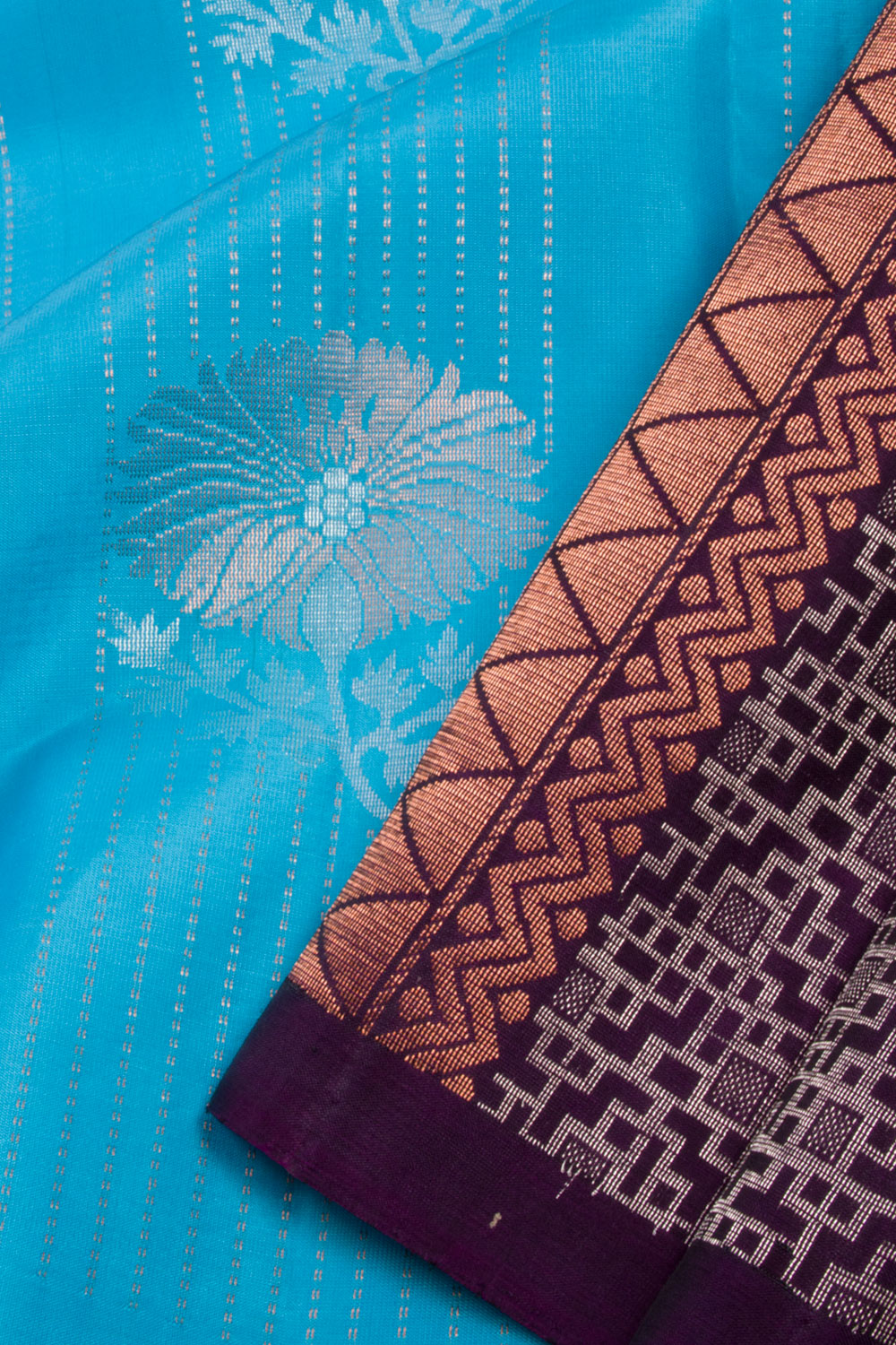Ananda Blue Handloom Kanjivaram Silk Saree 10069114 – Avishya.com