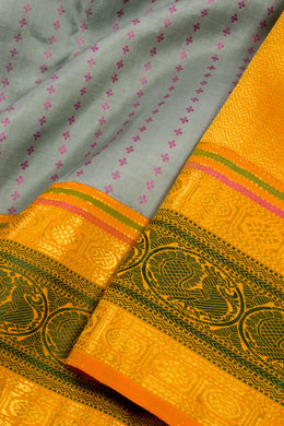 Grey Handloom Birdal Kanjivaram silk saree 10069137 - Avishya