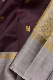 Brown Handloom Korvai Kanjivaram Silk Saree 10069187 - Avishya