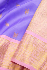 Lavender Handloom Korvai Kanjivaram Silk Saree 10069188