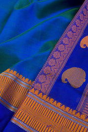 Blue Handloom Kanchi Silk Cotton Saree 10069264 - Avishya
