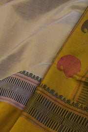 Beige Handloom Kanchi Silk Cotton Saree 10069265 - Avishya