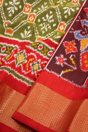 Moss Green Handloom Pochampally Ikat Silk Saree 10069824