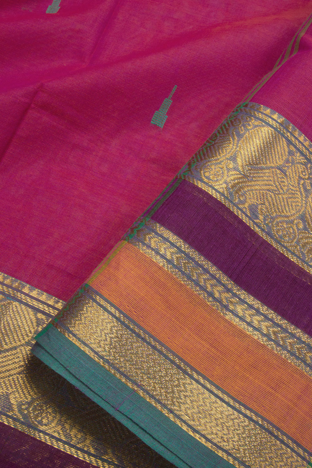 Magenta Handwoven Kanchi Cotton Saree 10069346 - Avishya