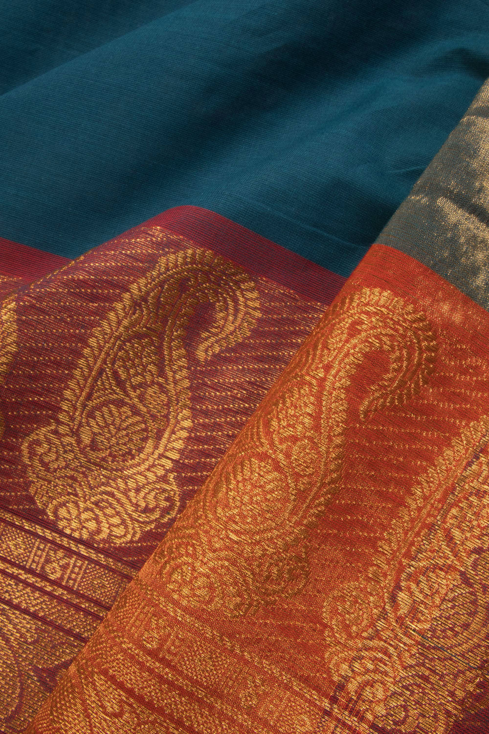 Blue Handwoven Kanchi Cotton Saree 10069363 - Avishya