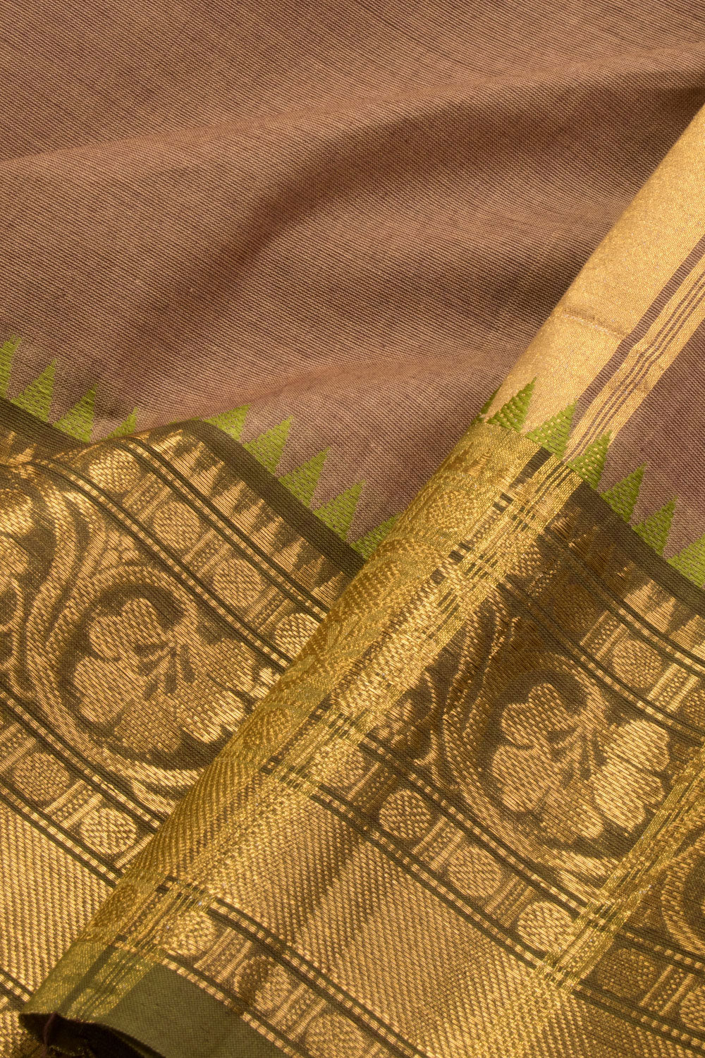 Brown Handwoven Kanchi Cotton Saree 10069365 - Avishya