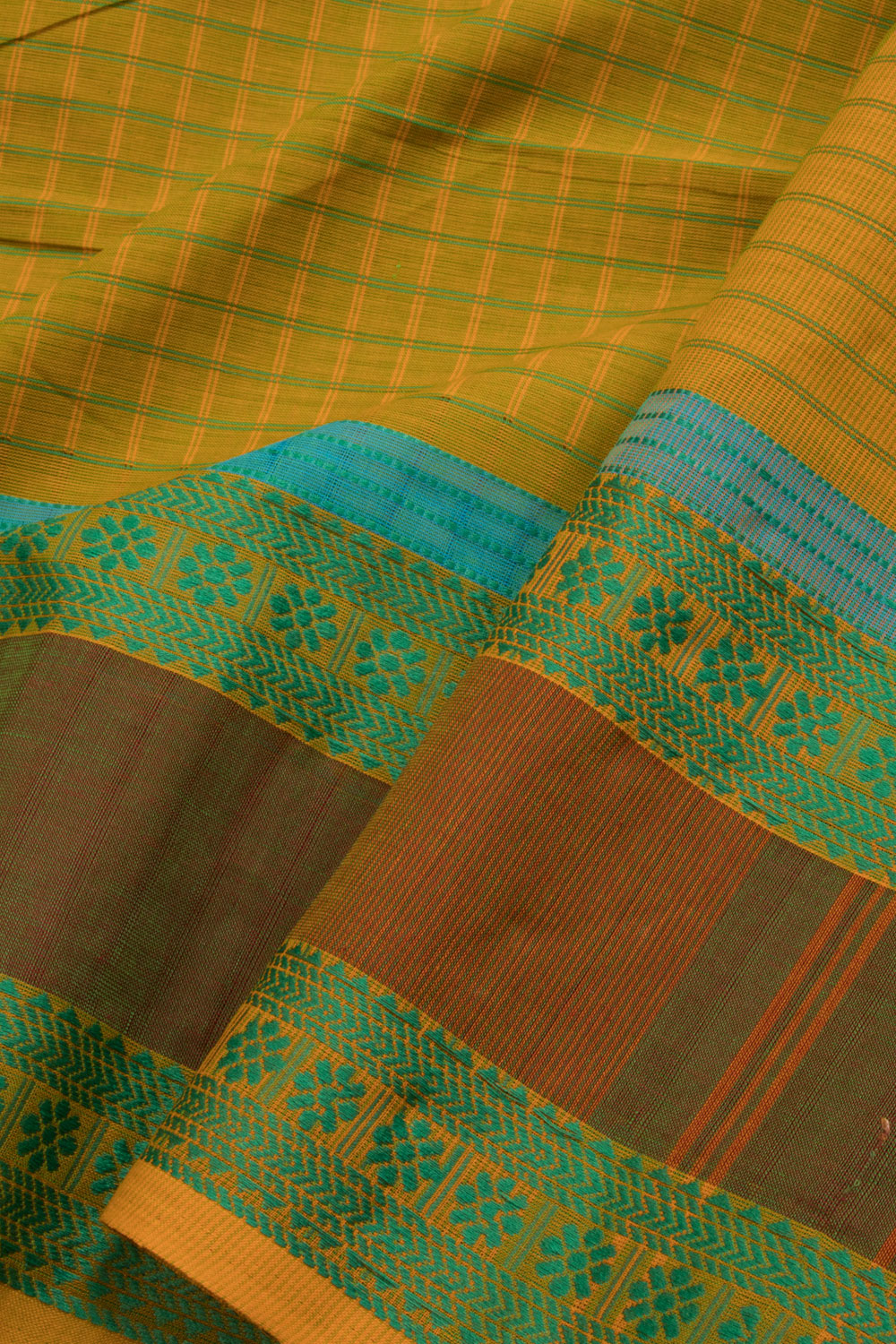 Green Handwoven Kanchi Cotton Saree 10069384 - Avishya