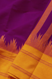 Dark Magenta Handloom Kanchi Cotton Saree 10069396 - Avishya