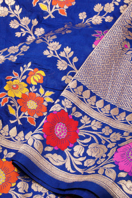 Blue Handloom Banarasi Katan Silk Saree 10069397 - Avishya