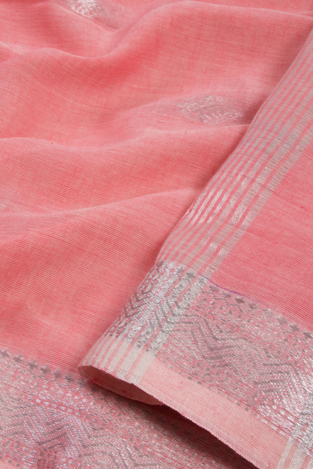 Pink Bengal Phulia Cotton Saree Zari Border 10069407 - Avishya