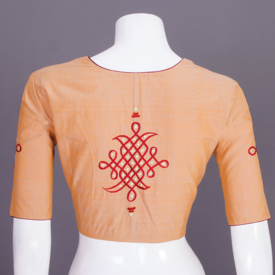 Brown Embroidered Cotton Blouse 10069450 - Avishya