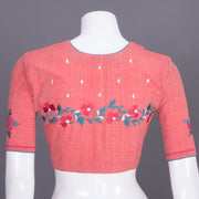 Peach Embroidered Cotton Blouse 10069452 - Avishya
