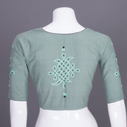Green Embroidered Cotton Blouse 10069455 - Avishya