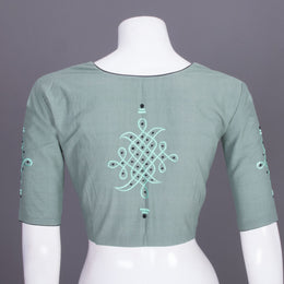 Green Embroidered Cotton Blouse 10069455 - Avishya