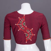 Maroon Embroidered Cotton Blouse 10069457 - Avishya