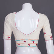 White Embroidered Cotton Blouse 10069459 - Avishya