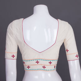 White Embroidered Cotton Blouse 10069459 - Avishya