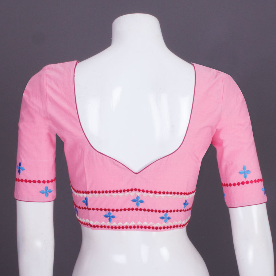 Pink Embroidered Cotton Blouse 10069461 - Avishya