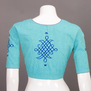 Blue Embroidered Cotton Blouse 10069464 - Avishya