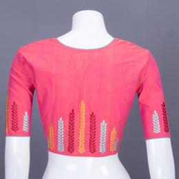 Peach Embroidered Cotton Blouse 10069465 - Avishya