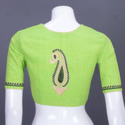 Green Embroidered Cotton Blouse 10069466 - Avishya