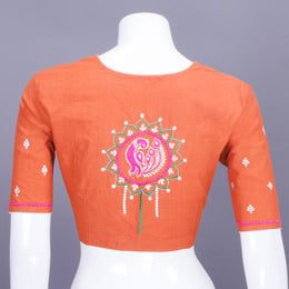 Brown Embroidered Cotton Blouse 10069468 - Avishya