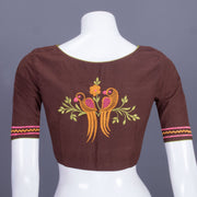 Brown Embroidered Cotton Blouse 10069471 - Avishya