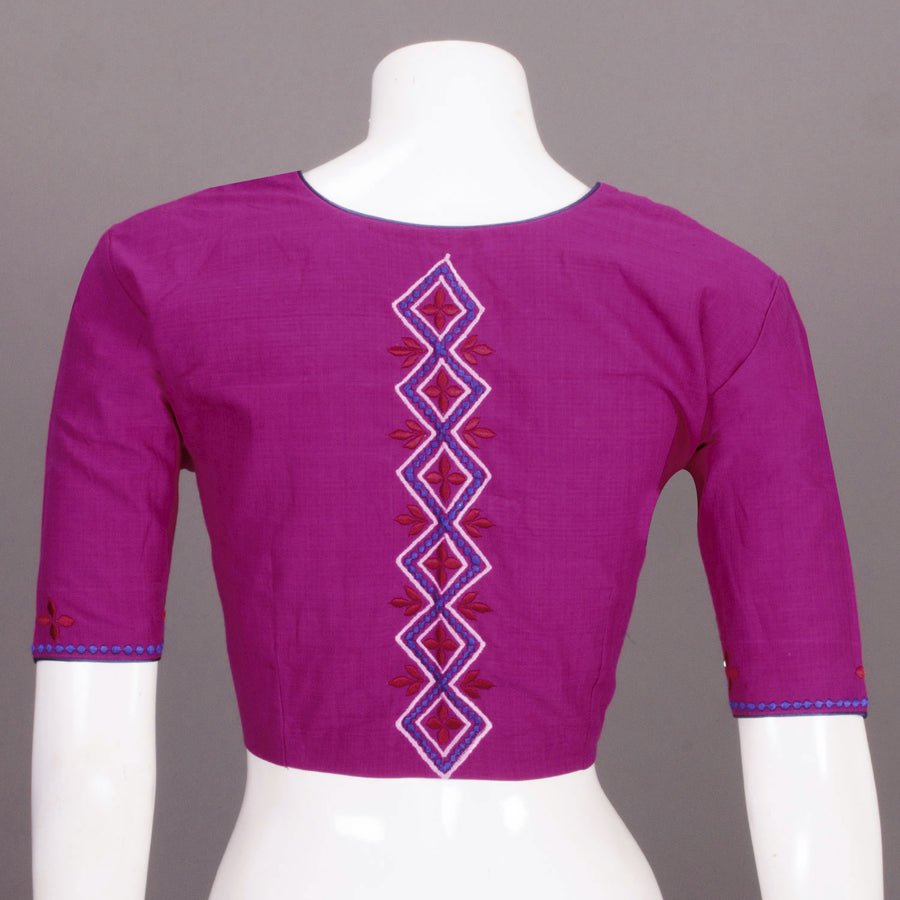 Purple Embroidered Cotton Blouse 10069473 - Avishya