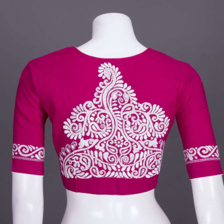 Purple Kantha Embroidered Cotton Blouse 10069546 - Avishya