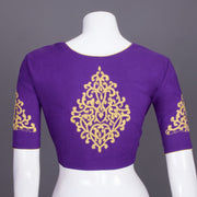 Purple Kantha Embroidered Cotton Blouse 10069550 - Avishya