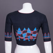 Black Kantha Embroidered Cotton Blouse 10069553 - Avishya