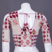Cream Handblock Printed Cotton Blouse 10069775 - Avishya
