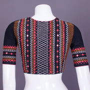 Black Kantha Embroidered Cotton Blouse 10069572 - Avishya