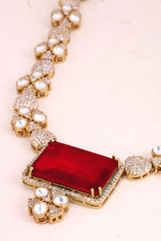 Gold Plated Dazzling Designer Necklace Set 10069639