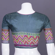 Grey Kantha Embroidered Tussar Silk Blouse 10069752 - Avishya