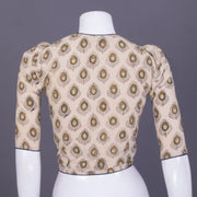 Beige Handblock Printed Cotton Blouse 10069779 - Avishya