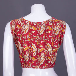 Red Handblock Printed Cotton Blouse 10069794 - Avishya
