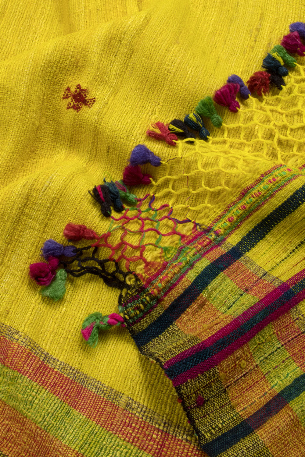 Yellow Handloom Bhujodi Tussar Cotton Saree 10069839