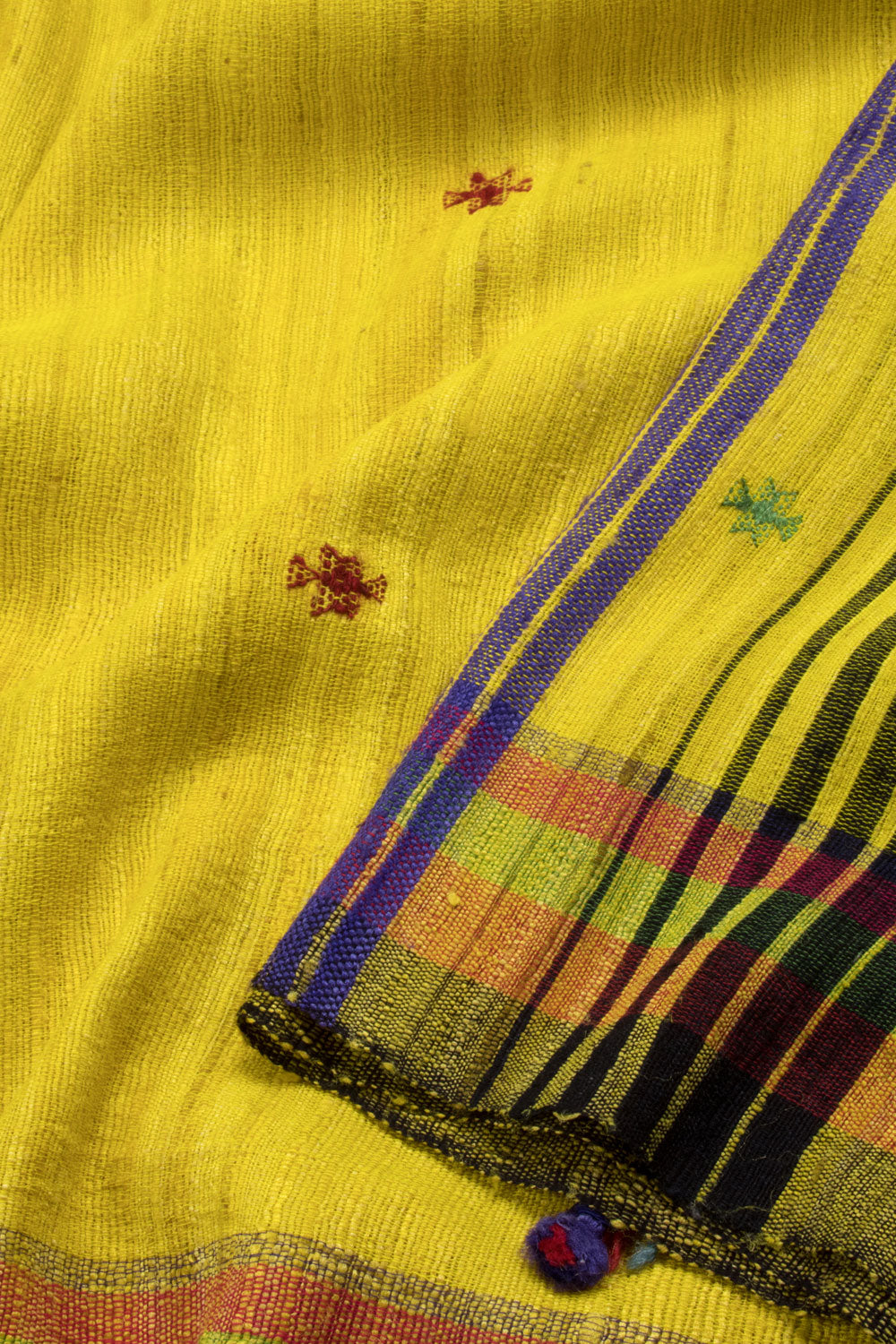 Yellow Handloom Bhujodi Tussar Cotton Saree 10069839
