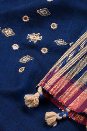 Blue Handloom Bhujodi Tussar Cotton Saree 10069841 - Avishya