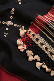 Black Handloom Bhujodi Tussar Cotton Saree 10069842 - Avishya