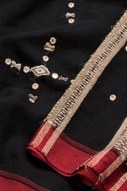 Black Handloom Bhujodi Tussar Cotton Saree 10069842 - Avishya