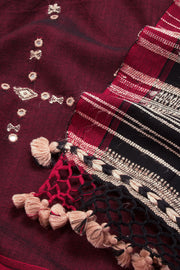 Maroon Handloom Bhujodi Tussar Cotton Saree 10069843 - Avishya