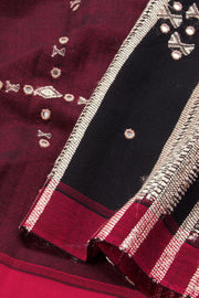 Maroon Handloom Bhujodi Tussar Cotton Saree 10069843 - Avishya