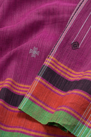 Magenta Handloom Bhujodi Linen Saree 10069847 - Avishya