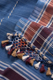 Blue Handloom Bhujodi Linen Saree 10069848 - Avishya