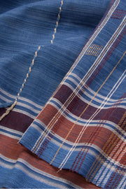 Blue Handloom Bhujodi Linen Saree 10069848 - Avishya