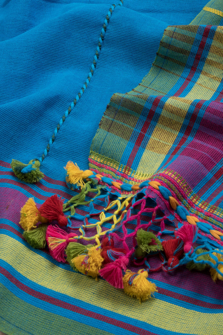 Blue Handloom Bhujodi Kala Cotton Saree 10069854 - Avishya