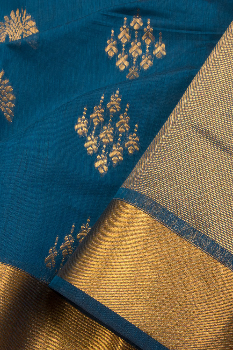 Blue South Silk Cotton Saree 10069866 - Avishya