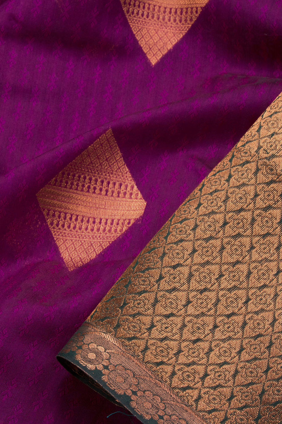 Purple South Silk Cotton Saree 10069870 - Avishya